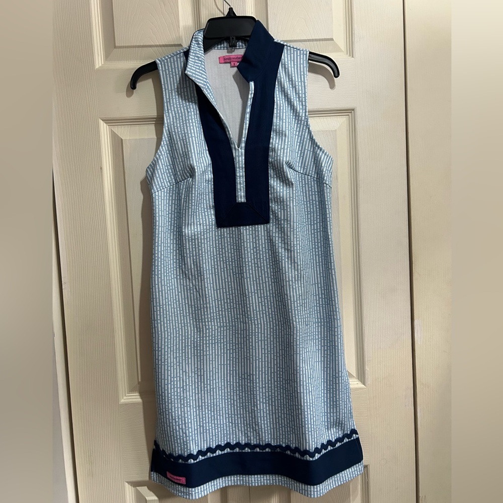 Simply Southern Blue/White stripes sleeveless dress in Size Small